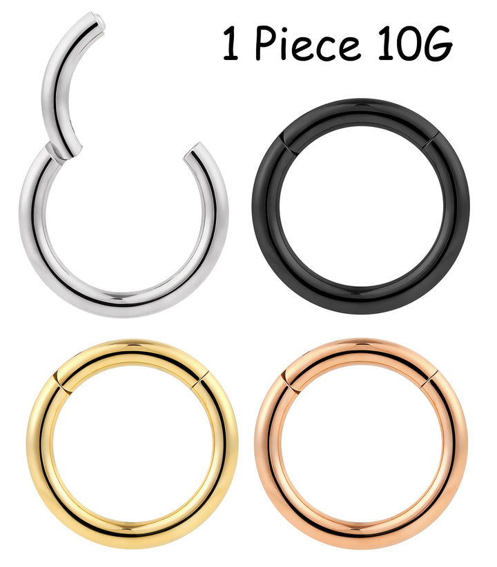 1 Piece 10G Stainless Steel Polished Hinged Hoop Segment Nose Ring Earring 10mm – 18mm