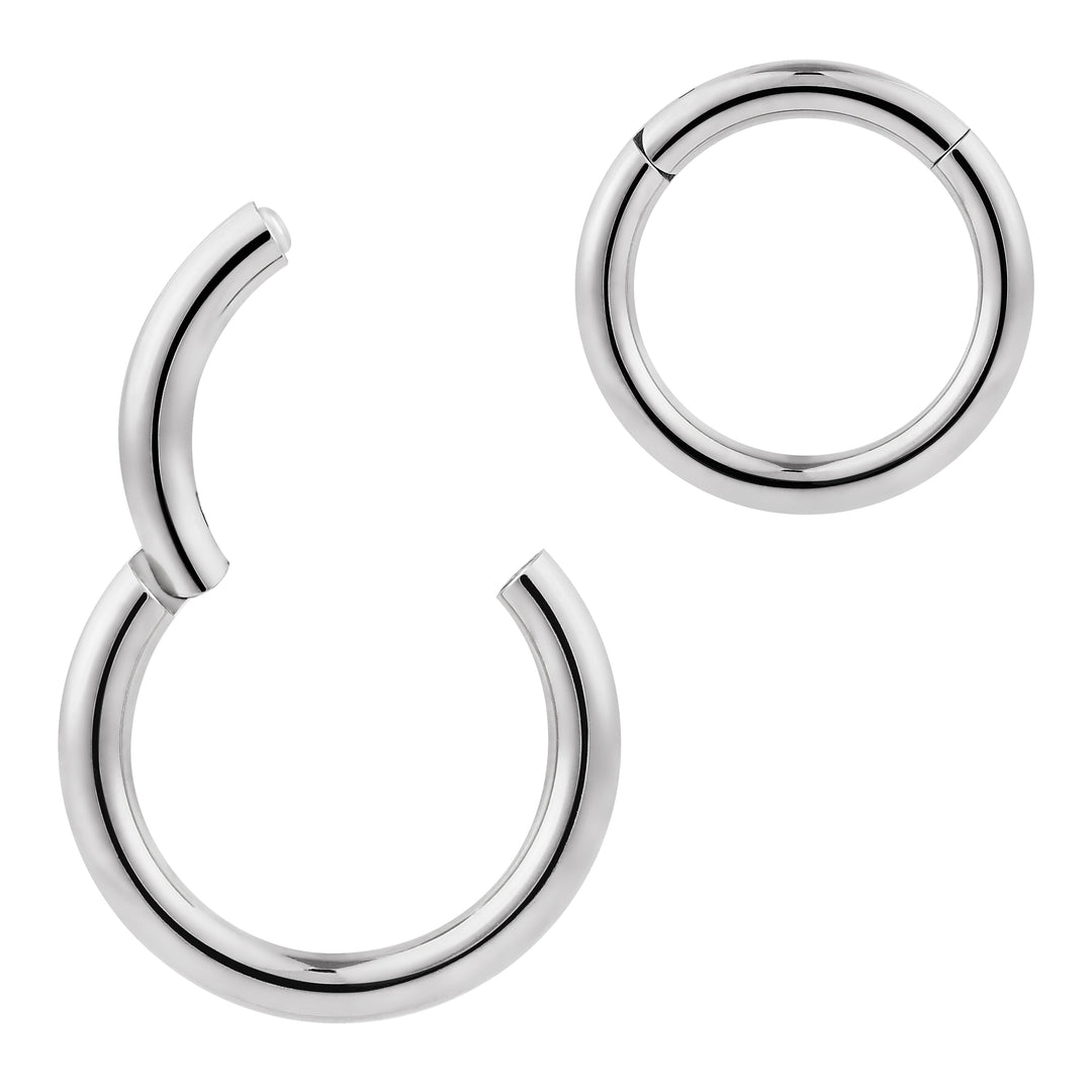 1 Piece 6G (thickest) Titanium Polished Hinged Hoop Segment Ring Earring 10mm-20mm