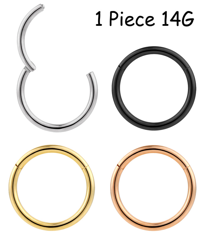 1 Piece 14G Titanium Polished Hinged Hoop Segment Ring Earring 6mm-12mm