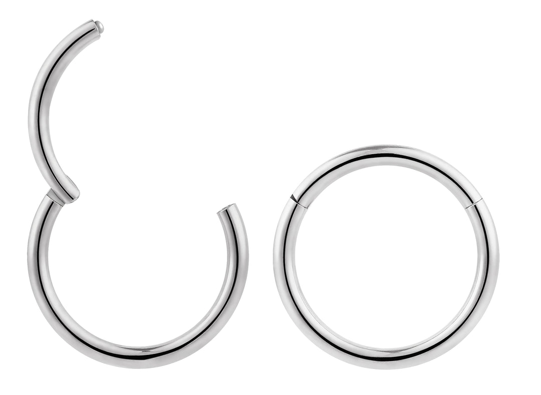 1 Pair 16G Stainless Steel Polished Hinged Hoop Sleeper Earrings 6mm - 16mm