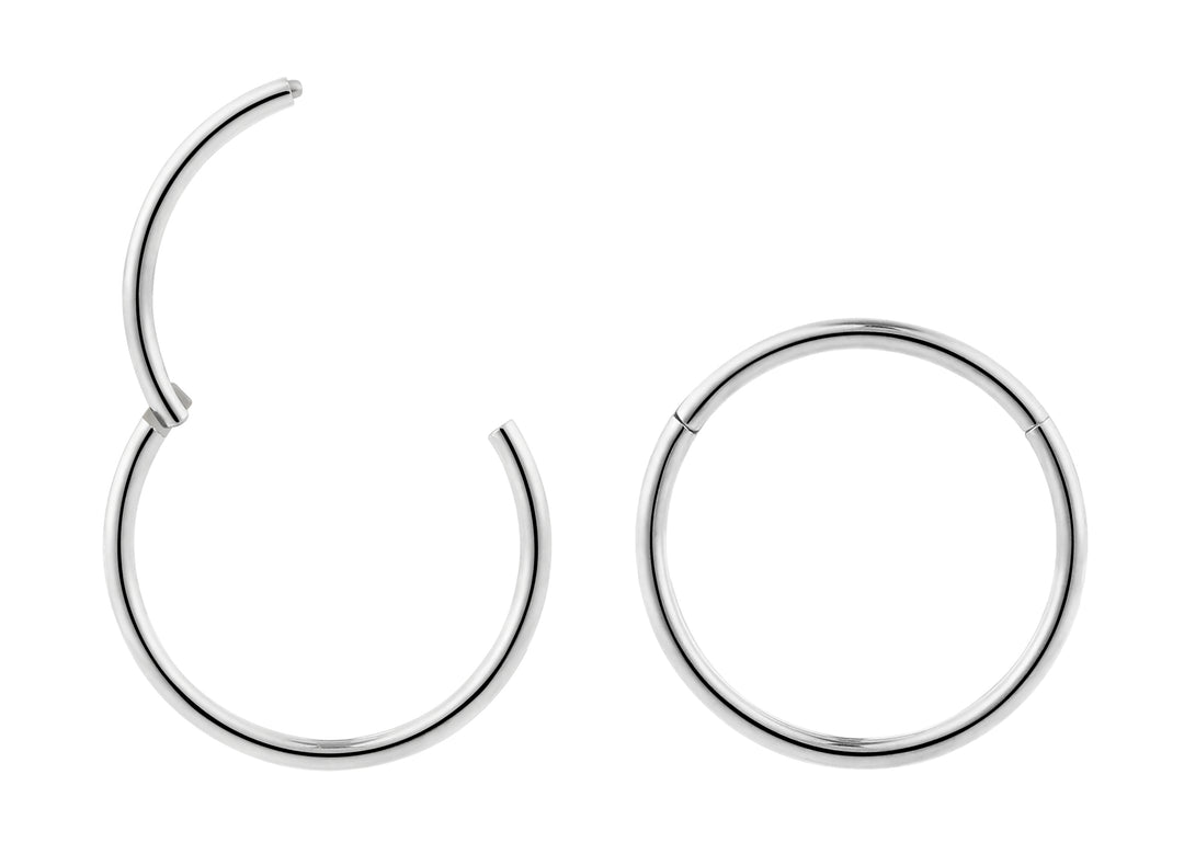 1 Pair 18G Titanium Polished Hinged Hoop Sleeper Earrings 6mm – 13mm