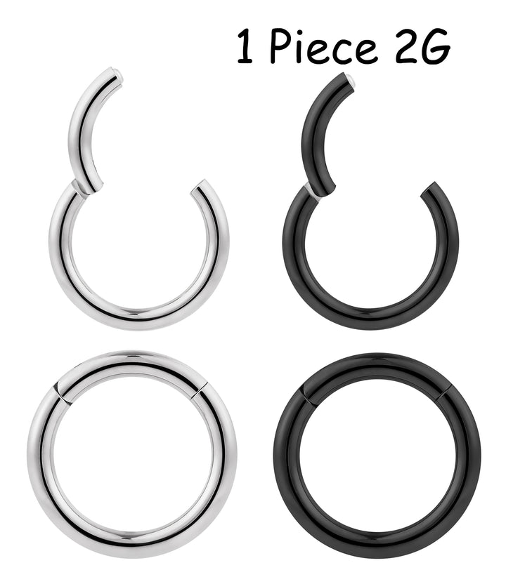 1 Piece 2G Stainless Steel Polished Hinged Hoop Segment Nose Ring Earring 16mm – 20mm