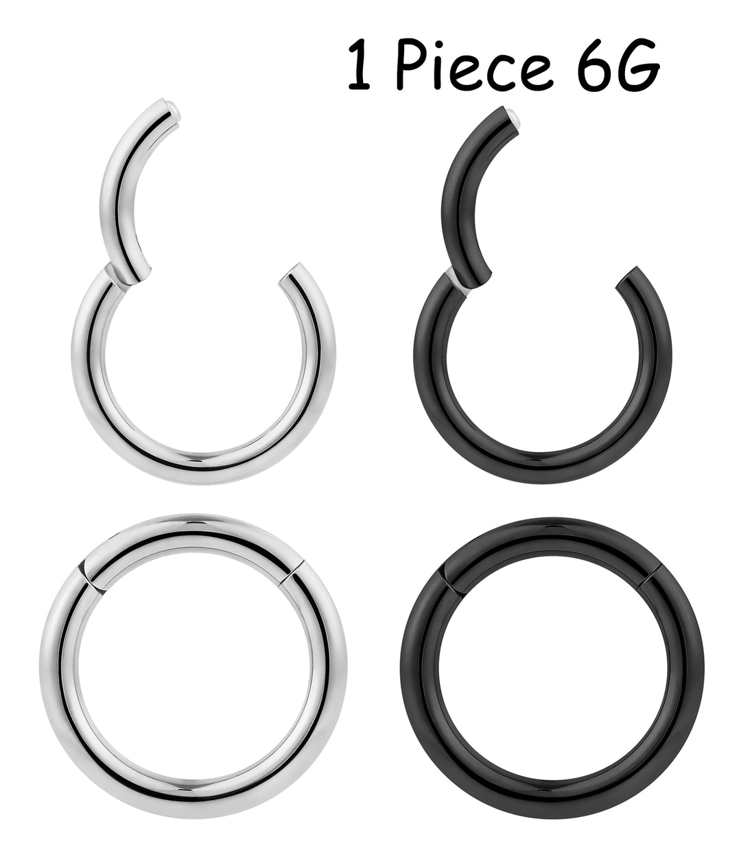 1 Piece 6G (thickest) Titanium Polished Hinged Hoop Segment Ring Earring 10mm-20mm