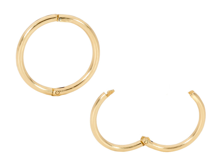 1 Pair 9ct Solid Yellow Gold Hinged Hoop Sleeper Earrings 8mm - 14mm