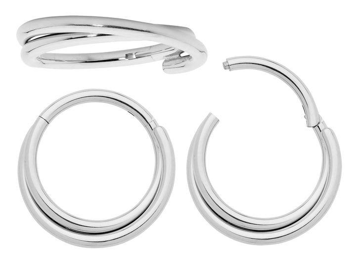 1 Pair 16G Titanium Double Twist Hinged Hoop Sleeper Earrings 8mm 10mm