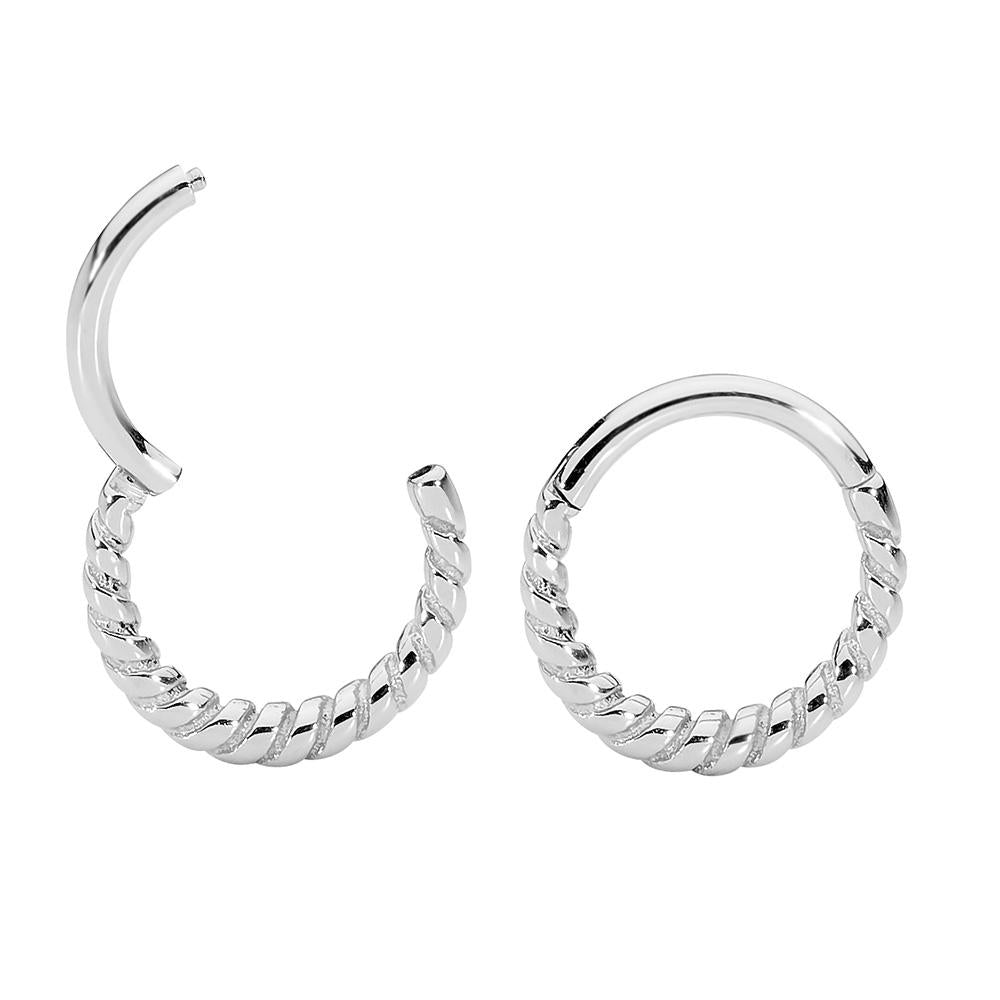 Stainless Steel Brushed and Polished 6.0mm Hinged Hoop Earrings | eBay